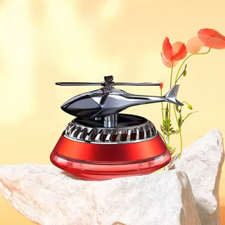 Solar-Powered Car Air Freshener with Rotating Helicopter Display