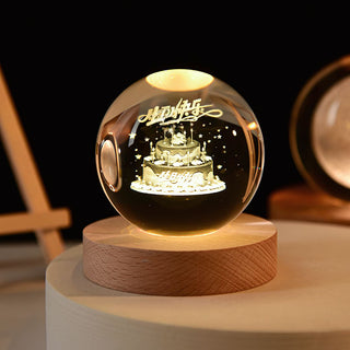 Light Up Their Birthday | Crystal Lamp with Happy Birthday Message