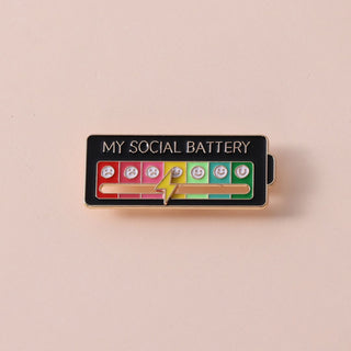 Social Battery Enamel Pin | Aesthetic Mood Brooch for Introverts