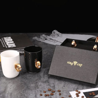 Ring Mug for Couples | Funny Ceramic Mug with 3D Rings