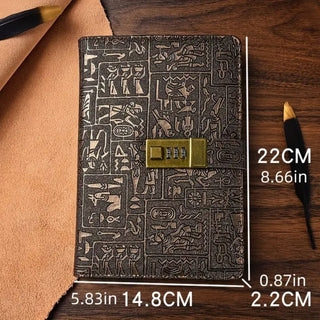 Vintage Egyptian Notebook with Password | Secret Diary with Retro Look