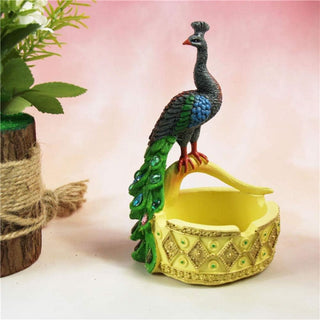 Pretty Peacock Trinket Tray | Colorful Peacock Tray for Cigarette Ash and Jewelry