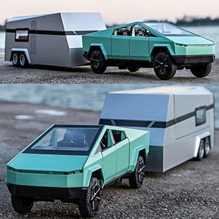 Die-Cast RV Trailer | 1 : 32 Pickup Truck with Motorcycle
