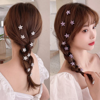 Starry Petal Hair Clips – Set of 10 Floral Mini Hair Pins for Kids