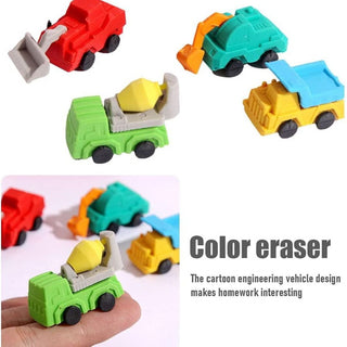 Tiny Vehicle Erasers Set for Back to School Gifts, and Party Favors (Random Shapes and Color)