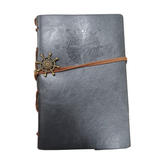 Retro Spiral Notebook | Vintage PU Leather Note Book With Ship Wheel Charm
