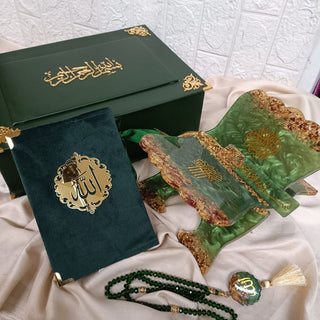 Premium Velvet Quran & Prayer Mat Gift Set