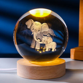 Elephant n Baby Crystal Lamp – Heartwarming 3D LED Night Light