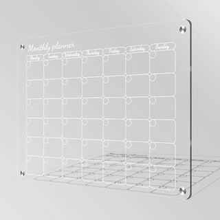 Glass Clear Magnetic Fridge Calendar – Monthly Acrylic Planner with Markers Magnetic Duster