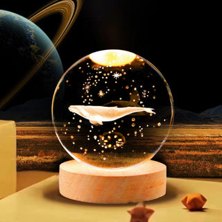 Pretty Whale Crystal Lamp | LED Crystal Paper Weight Lamp for Desk Decor
