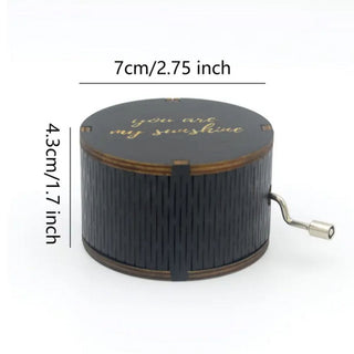 My Sunshine Round Music Box | Antique Engraved Wooden Box