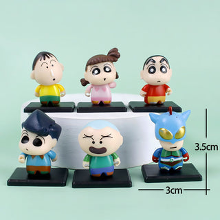 Shin-chan Mini Figures Set of 6 | PVC Crayon Shin Chan