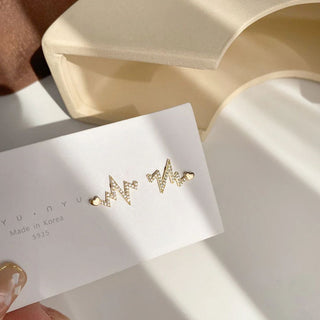 Heartbeat Stud Earrings | Dainty Pulse Line Studs