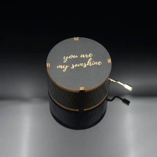 My Sunshine Round Music Box | Antique Engraved Wooden Box