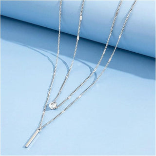 Double Trouble Necklace | Bar Necklace with Teardrop Rhinestone