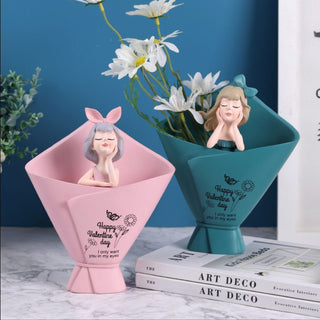 Valentine's Charm Flower Holder | Pretty Lady Flower Vase