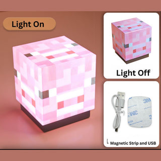 Minecraft Block Night Light | USB Rechargeable Mini Cube Lamp with Magnetic Mount