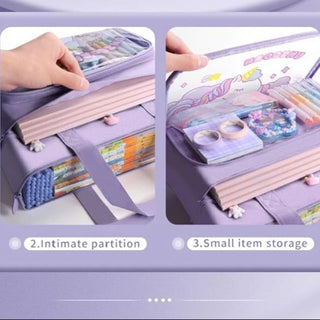 Unicorn Theme Tote Bag | Stylish Zipped Canvas Bag