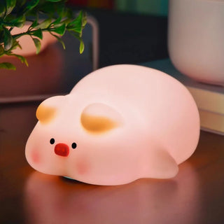 Pink Pig Night Light – Rechargeable LED Silicone Lamp for Kids