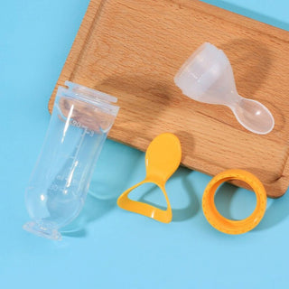 Soft Feeding Bottle with Spoon | BPA Free Food Dispenser for Spoon-Feeding Baby