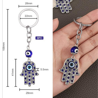Handmade Hamsa Hand Keychain | Hand Shaped Evil Eye Keychain