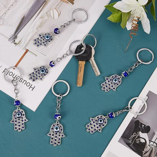 Handmade Hamsa Hand Keychain | Hand Shaped Evil Eye Keychain