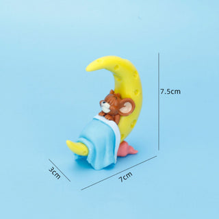 Sleepy Tom n Jerry Figurines | Cute Car Decor Gifts for Sleepy Heads