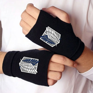 Anime Inspired Gloves | Knit Fingerless Mittens for Attack on Titan Cosplay