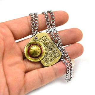 One Piece Necklace | Straw Hat Charm Necklace with Wanted Poster