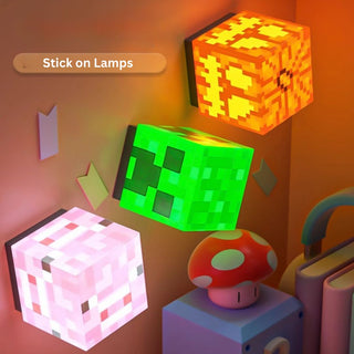 Minecraft Block Night Light | USB Rechargeable Mini Cube Lamp with Magnetic Mount