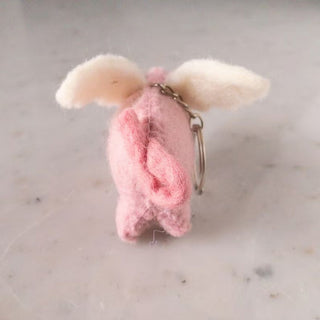 Flying Pig Felt Keychain | Woollen Handcrafted Fantasy Pig Keychain