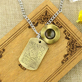 One Piece Necklace | Straw Hat Charm Necklace with Wanted Poster