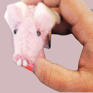 Flying Pig Felt Keychain | Woollen Handcrafted Fantasy Pig Keychain