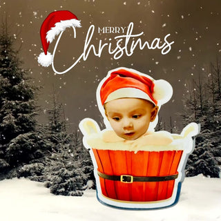 Santa Baby Tub Ornament | Customized Photo Acrylic Ornament for Tree