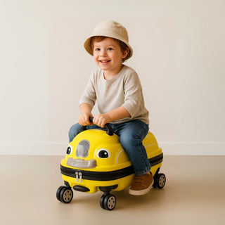 WheelyWagon Kids RideOn Bag – Car Style Hard Shell Travel Trolley for Toddlers