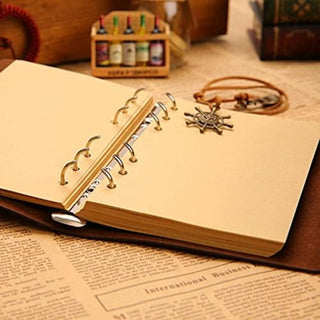 Retro Spiral Notebook | Vintage PU Leather Note Book With Ship Wheel Charm