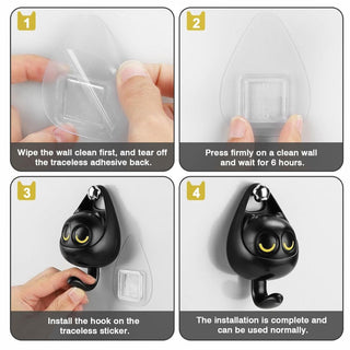 Cute Wink Cat Hooks | Wall Mounted Decoration Adhesive Wall Hook (Set of 2)