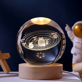 Illuminated Milky Way Crystal Lamp with Planets Name
