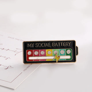 Social Battery Enamel Pin | Aesthetic Mood Brooch for Introverts