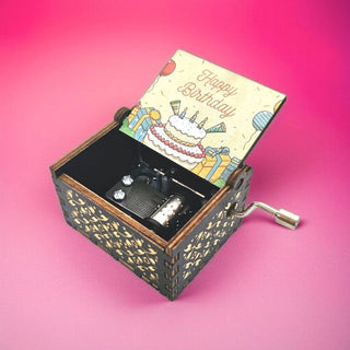 Happy Birthday Music Box - Hand Crank Wood Box