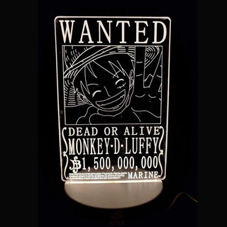 Wanted Poster Acrylic Lamp | One Piece Wanted Holographic Lamp
