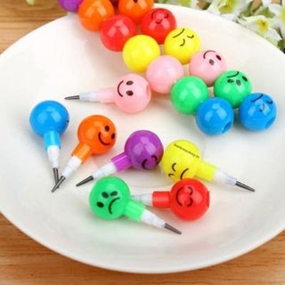 Smiley Pencils - Set of 5 Stackable Lead Changing Pencil