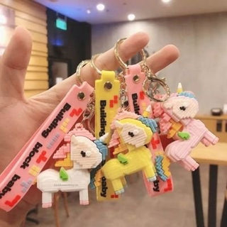 Unicorn Keychain - Building Blocks Style