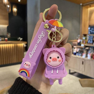 Piggy in a Raincoat Keychain - 3D keychain