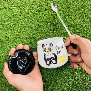 Fluffy Panda Mug - Mug with lid and Spoon