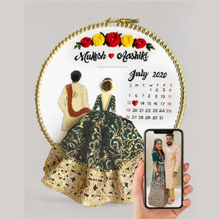 Traditional Embroidered Hoop - Save the Date