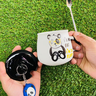 Fluffy Panda Mug - Mug with lid and Spoon