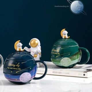 Astronaut Mug with Lid and Spoon - Starry Sky