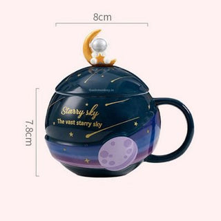Astronaut Mug with Lid and Spoon - Starry Sky