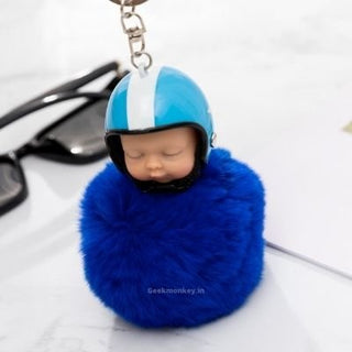 Cute Sleeping Doll with Helmet Keychain
